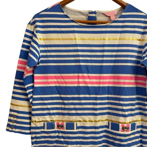 Lily Pulitzer Women’s Lena Striped Blue and Pink Nautical Dress XS - Picture 3 of 10